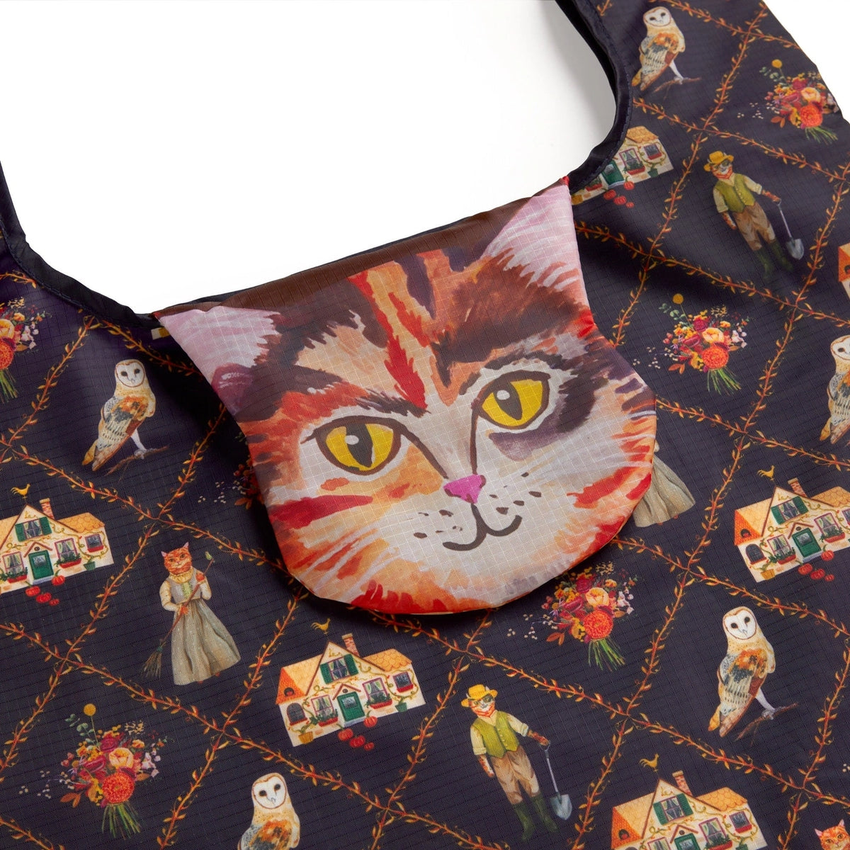 Cottage Cats🍂🐈🍂Packable Nylon Tote💛🧡💛